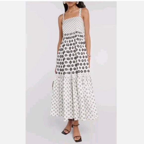 🌼 SOLD - Tory Burch Mod Dot Patchwork Midi Dress – Size 4 🌼 - Picture 2 of 10